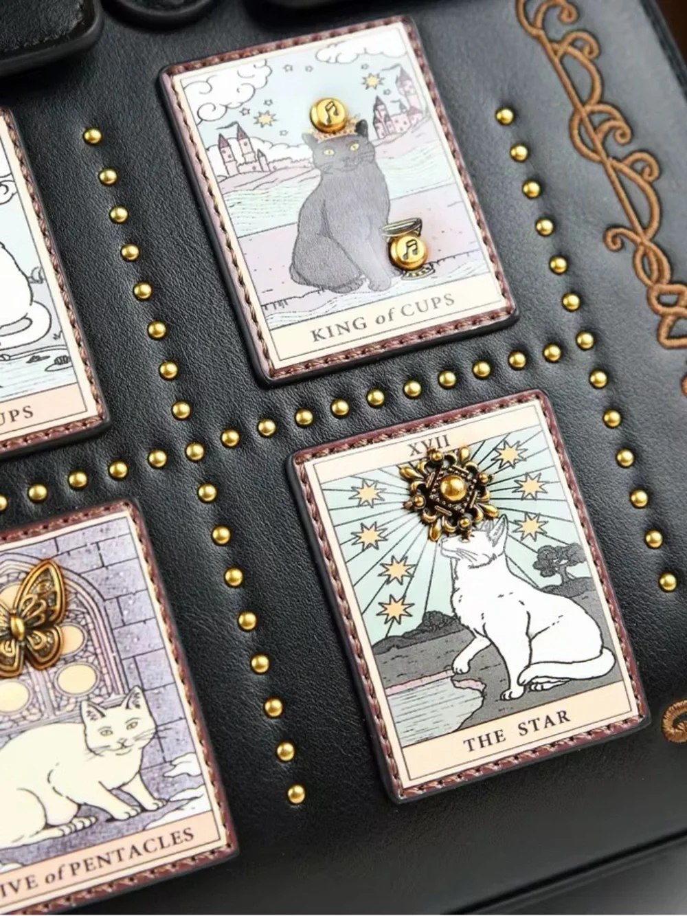 Black Tarot-Panel Top Handle Satchel Bag